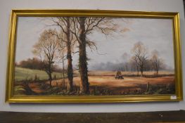 Oil on Board by John Trickett - Countryside Haymak