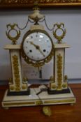Louis XVI 18th Century French White Marble Mantel Clock with Ormolu Decoration