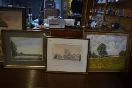 Two Watercolours of Churches by Perry & T.A. Carr