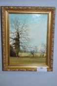 Gilt Framed Oil on Board by Neil Spilman - Oak Tre