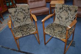 Pair of Retro Teak Upholstered Armchairs
