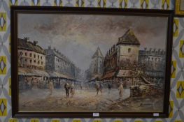 Large Oil on Canvas by Burneti - Middle Eastern Ci