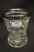 Cut Glass Vase with Silver Rim - Sheffield 1930