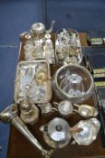 Silver Plated Ware Including Cruet Sets, Teapots,