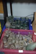 Two Tubs of Victorian Glass Bottles and Jars