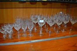 Cut Glass Crystal Wine Glasses, etc.