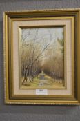 Gilt Framed Oil on Board by Neil Spilman - Woodlan