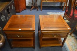 Pair of Oriental Rosewood Occasional Tables