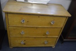 Victorian Pine Three Drawer Chest with Glass Drawe