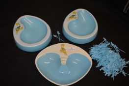 Three Vintage Babycham Ashtrays