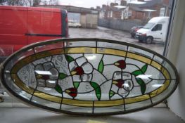 Victorian Style Oval Leaded Glass Window