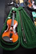 Violin in Green Velvet Lined Case