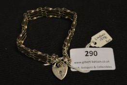 Silver Bracelet with Padlock Clasp - London 1978,