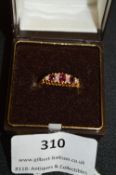 18ct Gold Five Stone Diamond & Ruby Ring - Sheffield, Size: M