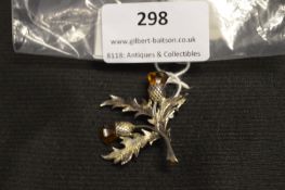 925 Sterling Silver Thistle Brooch - Birmingham, ~