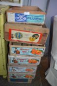 Eight Vintage Wooden Fruit Crates