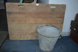 Pine Pig Herding Board and a Galvanised Bucket