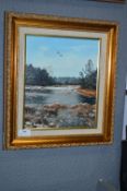 Gilt Framed Oil on Canvas by Neil Spilman - Rivers