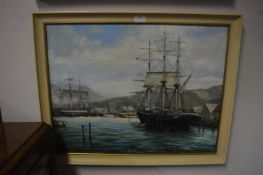 Oil on Canvas by John Trickett - Sailing Ship in H
