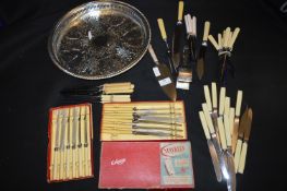 Tray and Boxes of Bone Handled Stay Clean Stainles