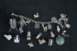 Silver Charm Bracelet and Assorted Charms, etc.