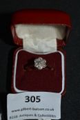 18ct Gold Diamond Flower Ring Size:L
