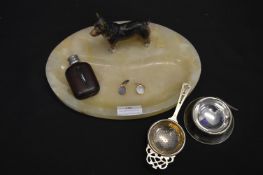 Marble dish with a Mounted Corgi and Other Collect