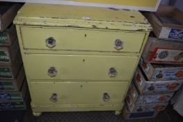 Painted Victorian Pine Three Drawer Chest