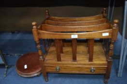 Canterbury Magazine Rack and a Mahogany Footstool