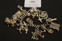 Silver Charm Bracelet with Assorted Charms - Birmi