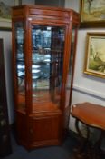 Oriental Rosewood Corner Display Unit with Glass S