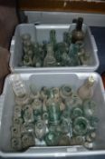 Two Tubs of Victorian Glass Bottles