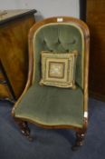 Victorian Mahogany Upholstered Nursing Chair with