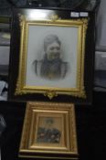 Victorian Frame in a Frame Portrait and a Small Gi