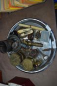 Tray Lot of Brassware and Collectibles Including F
