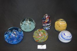 Six Glass Paperweights