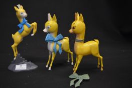 Three Vintage Babycham Bambi Advertising Figures