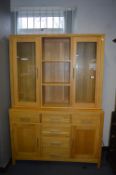 Light Oak Wall Unit with Glazed Cabinets