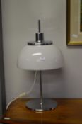 Chrome Table Lamp with White Patchwork Shade
