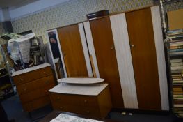 Retro Bedroom Set; Single Wardrobe with Mirror, Do
