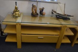 Light Oak Glass Topped TV Stand