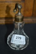 Cut Glass Scent Bottle with Plated Top