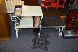 Retro Metal Framed Telephone Table and Magazine Ra
