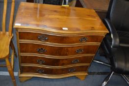 Walnut Serpentine Front Four Drawer Chest