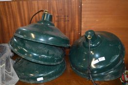 *Five Green Enamel Ceiling Shades
