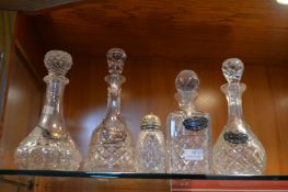 Cut Glass Decanters with Spirit Labels