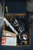 Box of Electrical Items Including Lamps, Keyboards
