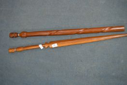 Two African Carved Head Sticks