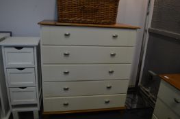 Cream Five Drawer Bedroom Chest