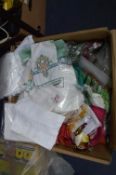 Box of Linen & Glassware